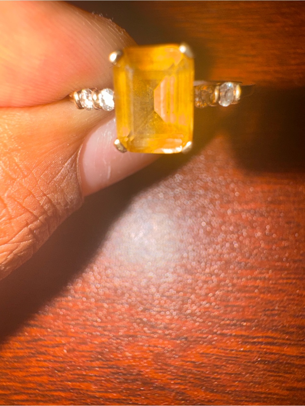 Yellow Gemstone Solitaire Ring with Accent Stones